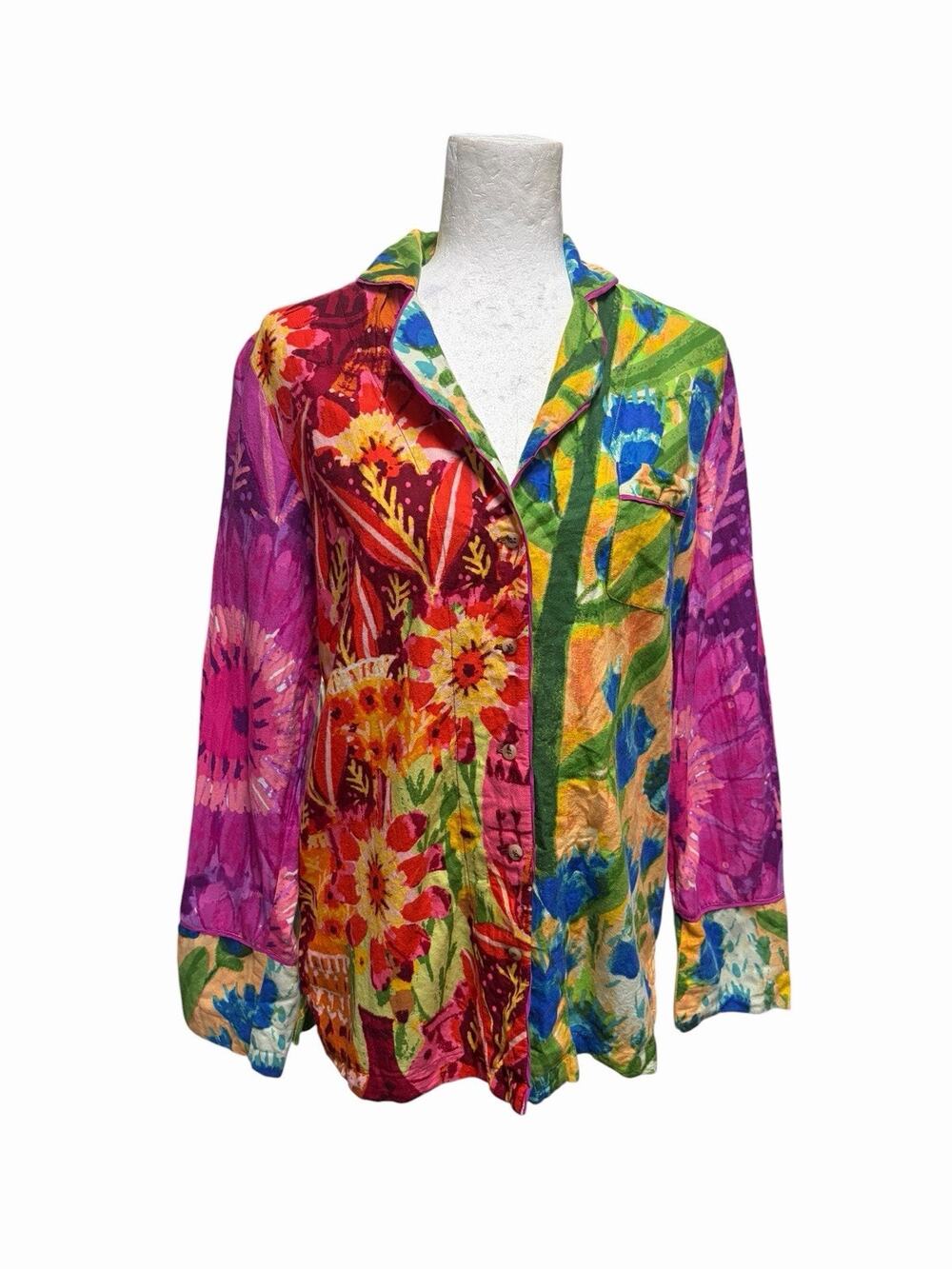 Roeqiya Fris Anthropologie Exclusive Garden Bloom PJ Top Nightshirt XS EUC